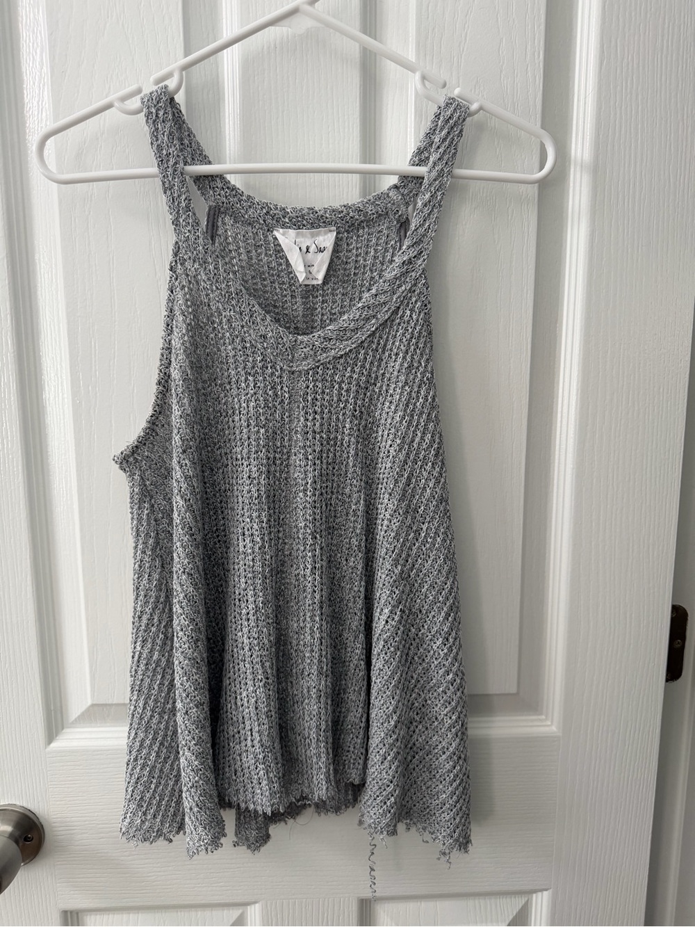 Sadie & Sage Gray Braided Strap Knit Tank